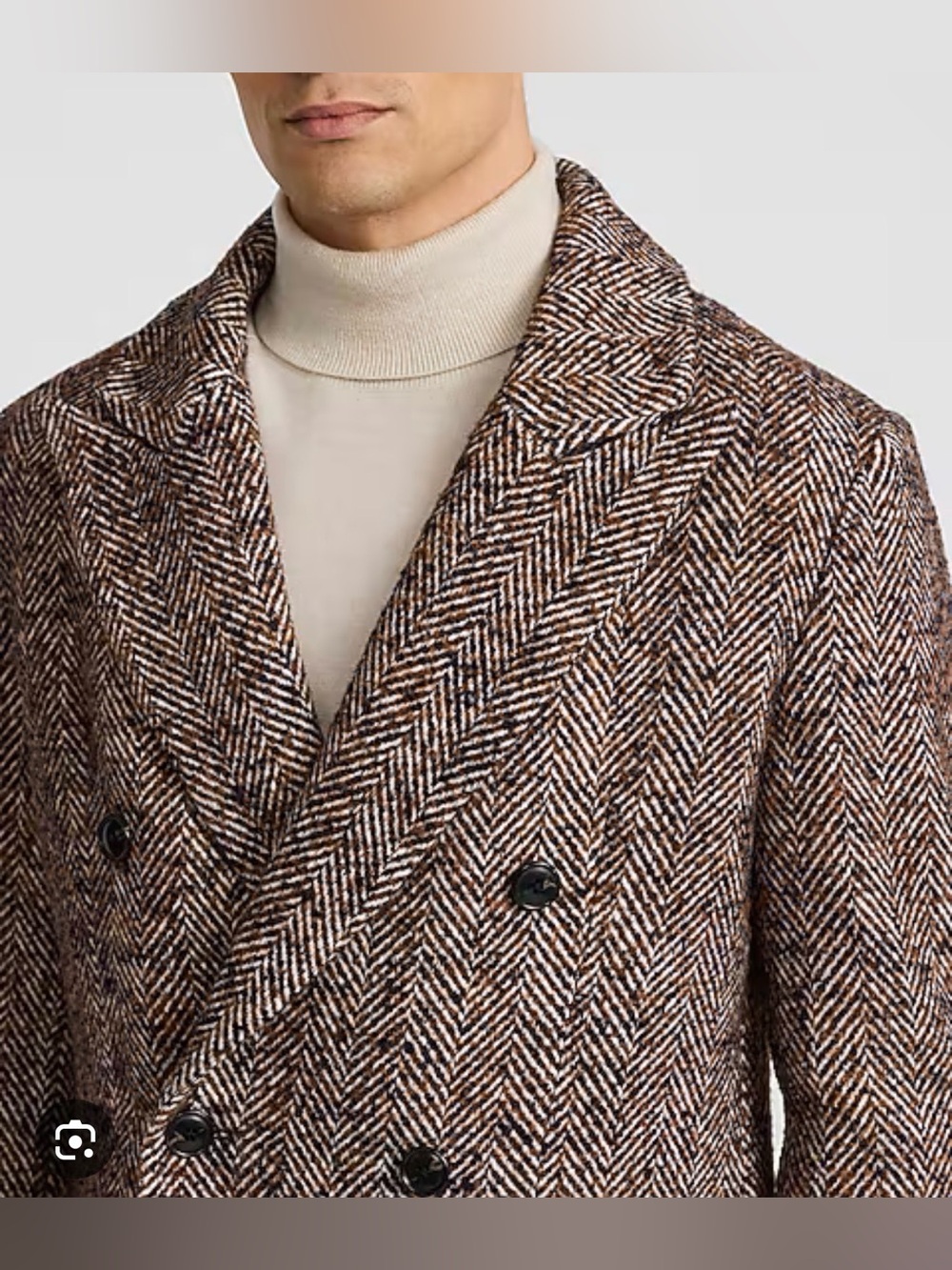 Express Textured Herringbone Double Breasted Topcoat Mens Medium New wool blend